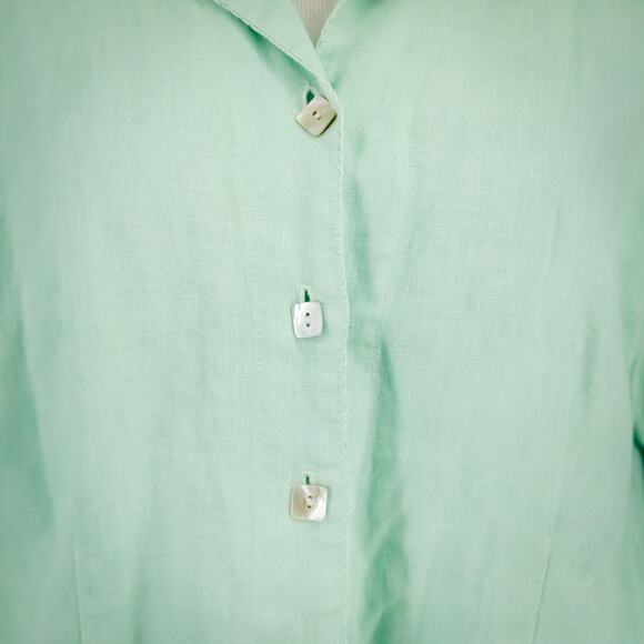 Cut Loose Size Medium M Light Green Collared Button Boxy Artsy Top Blouse - Picture 2 of 8